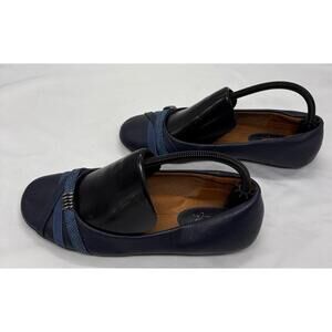 Blueberry BLue Faux Leather EUROSOFFT Shaina Flats w/Decorative Straps 8.5